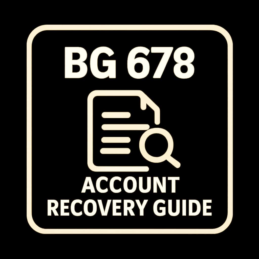 A clean badge design for BG 678 Account Recovery Guide.