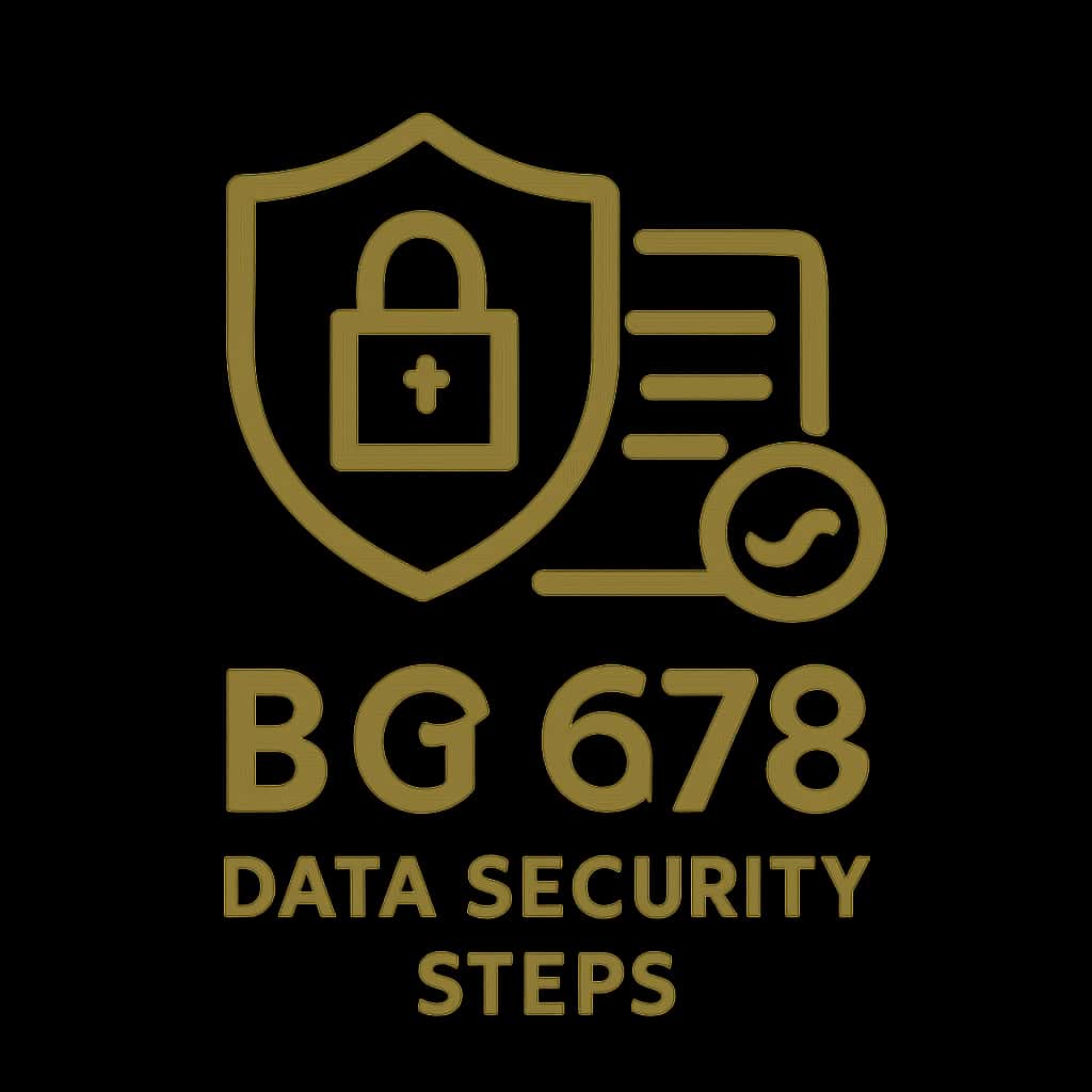 An icon representing BG 678 Data Security Steps with professional styling in #c99914.