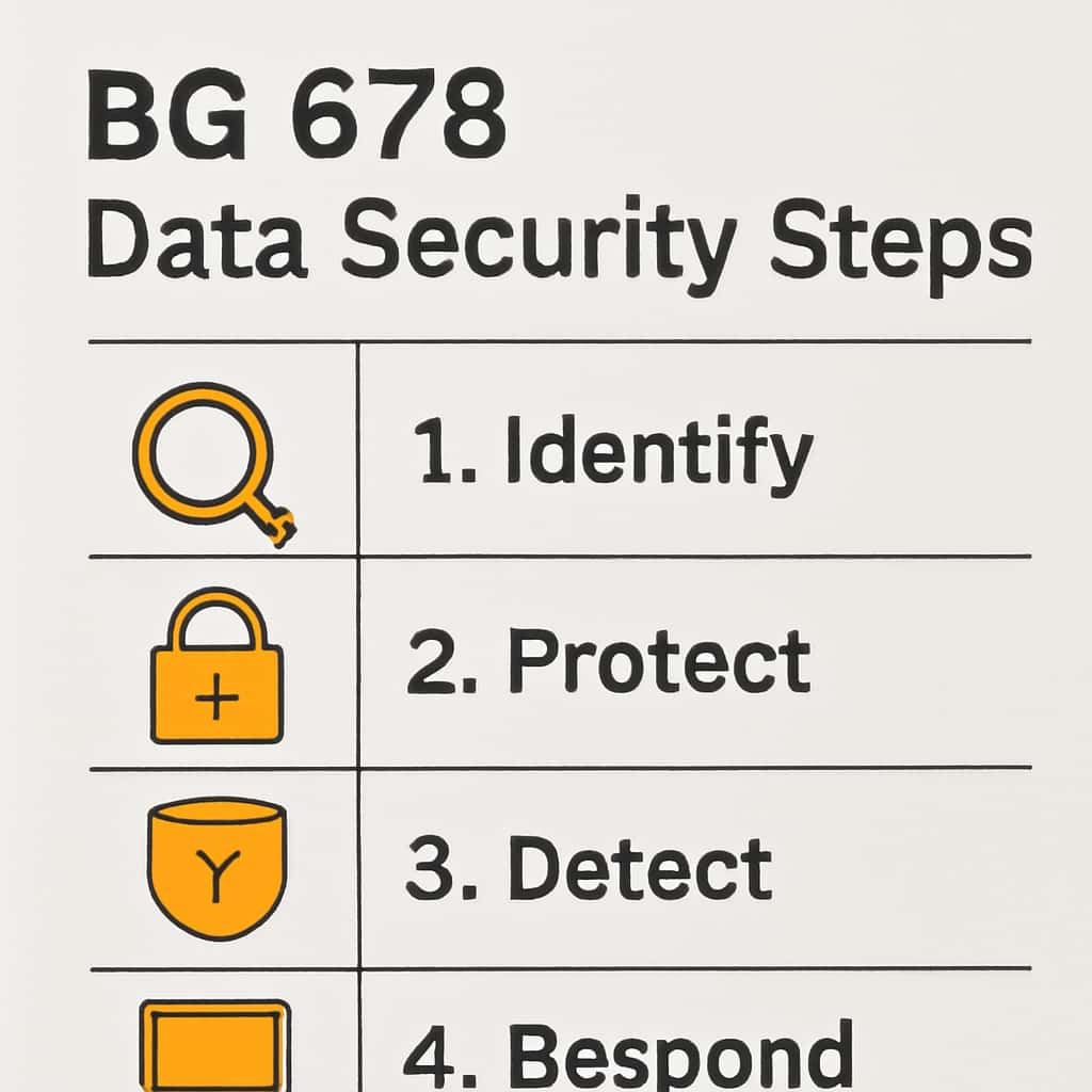 An educational diagram illustrating BG 678 Data Security Steps.
