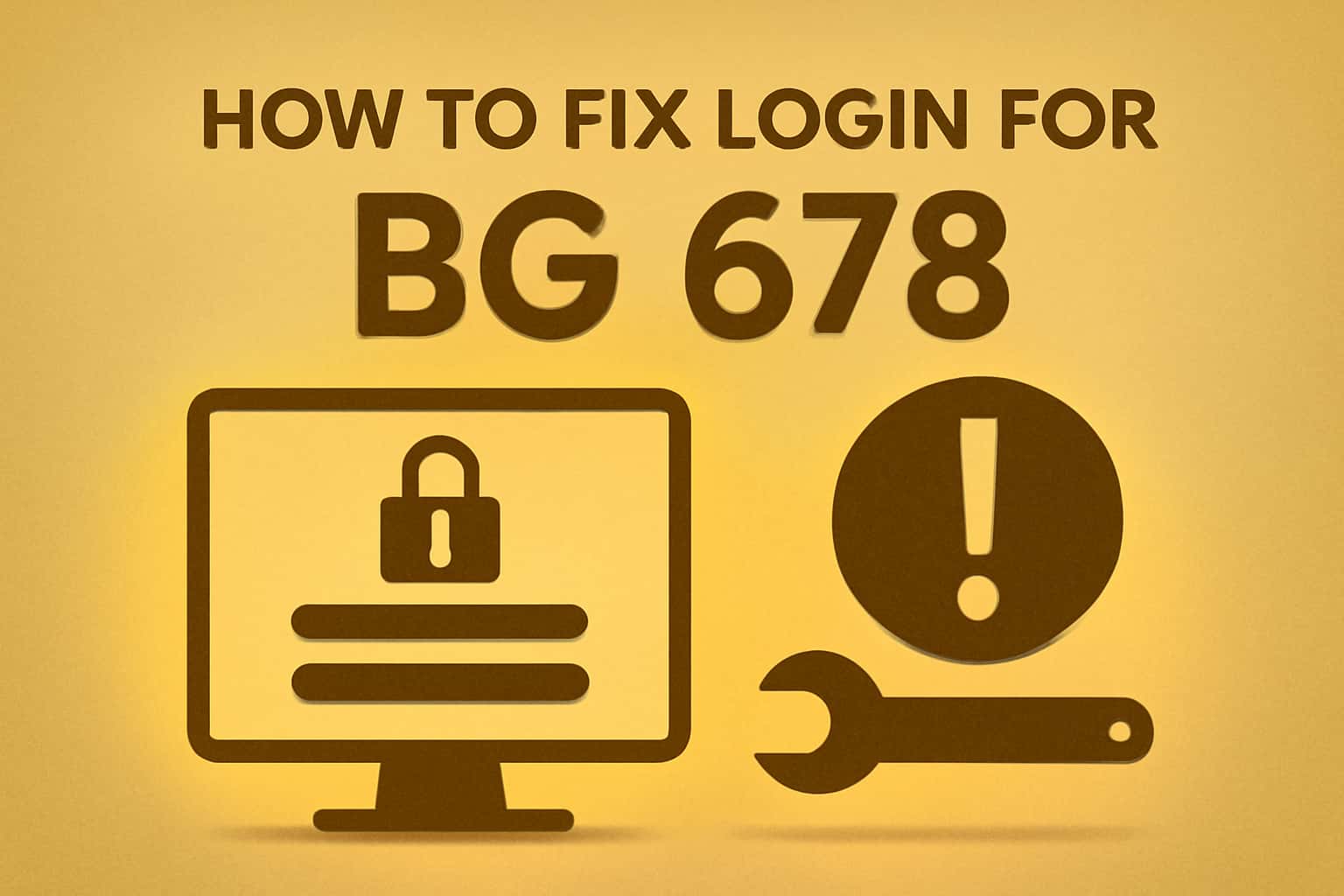 An illustrative scene depicting login troubleshooting for BG 678 with emphasis on the text BG 678.