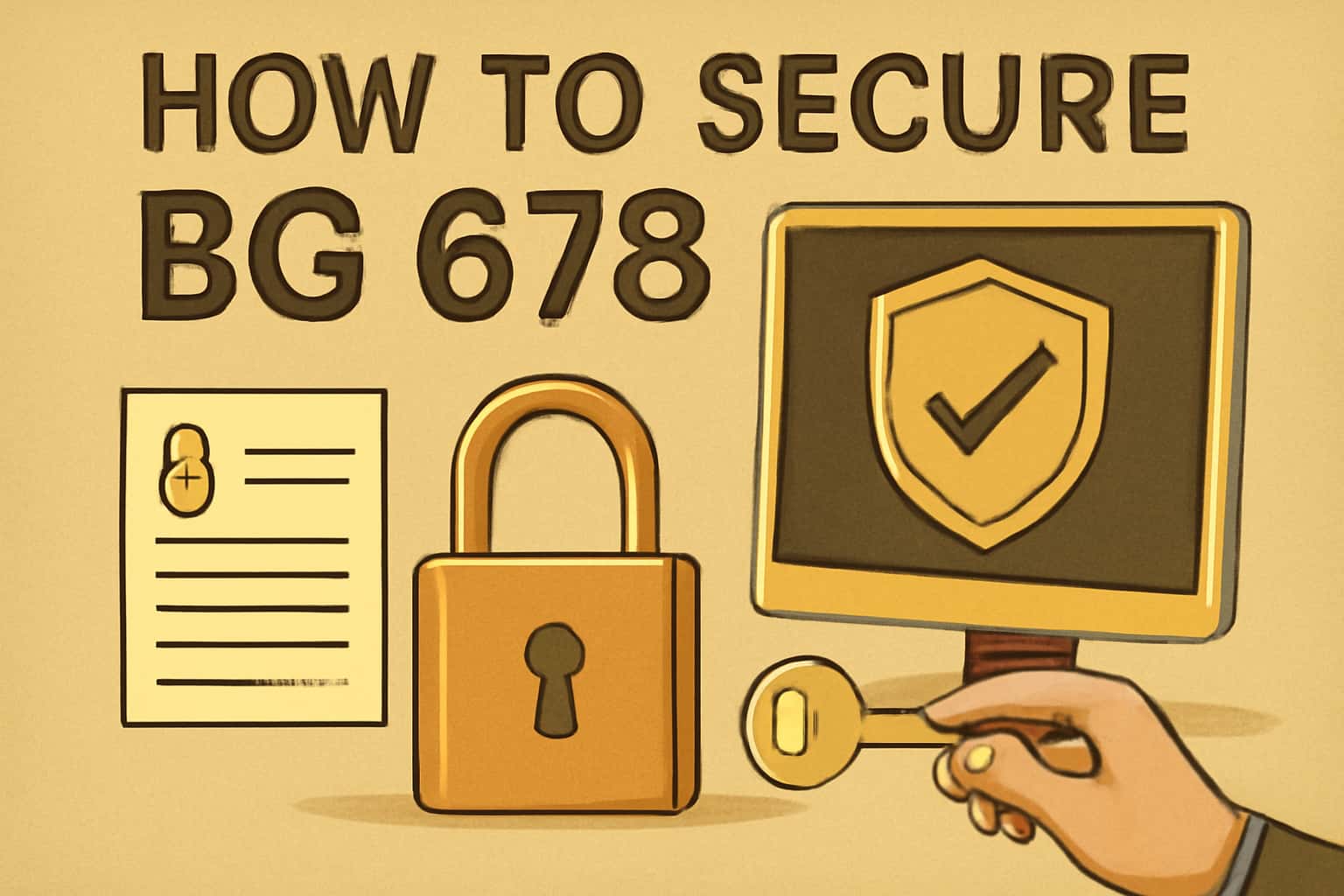 An illustrative diagram on securing BG 678 with a tech theme.